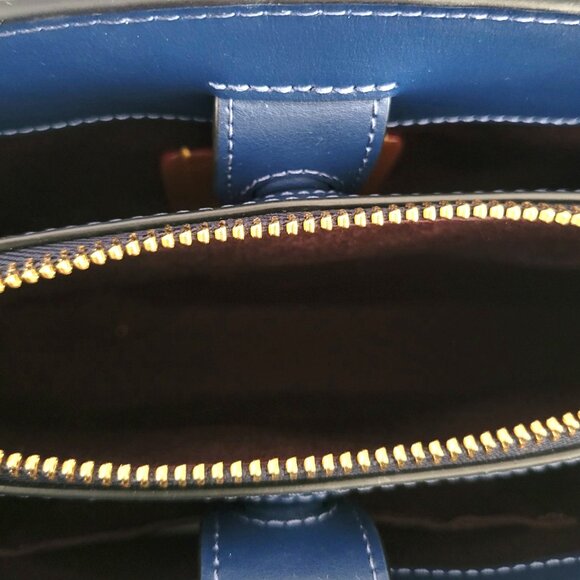 Coach CBI55 Floral Print Savannah Small Carryall Satchel Handbag Deep Blue - Picture 8 of 8